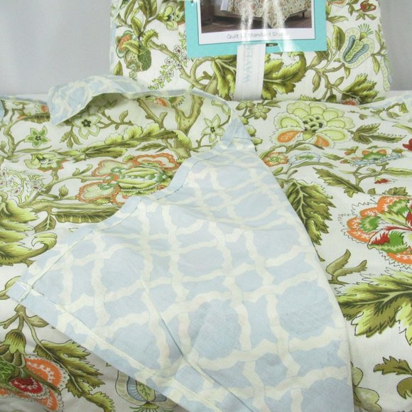 Waverly Quilt Set Imperial Dress Jacobean Floral Blanket Coverlet 2 Pillow Shams - Picture 8 of 10
